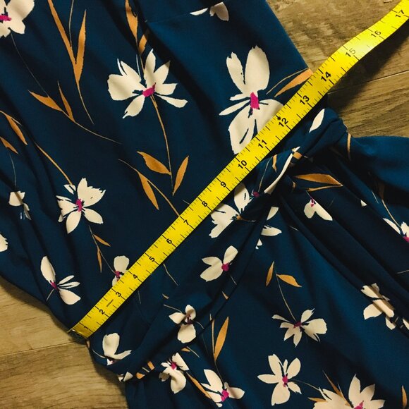 Classy Blue Floral Belted Retro Maxi Dress - Picture 13 of 16